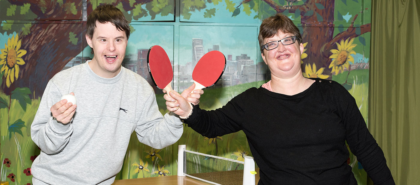 Playing table tennis